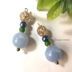 300円☆お花☆ブルーラウンド☆プラパールのピアス/イヤリング