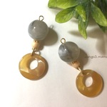 再販2☆300円☆グレーラウンド☆べっ甲(イエロー)☆☆ピアス/イヤリング