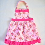 ★バラ好きさん必見　子供用エプロン★　１１０ｃｍ女の子用バラエプロン
