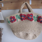 送料無料💛お花の刺繍入りマルシェバッグ