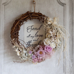 ホワイトローズ&ラベンダーローズのハーフムーンwreath