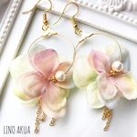 パステルカラーのあじさいのフープピアス