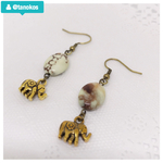 天然石とゾウさんのピアス