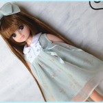 22cmドールサイズ　リカちゃんサイズ　薄荷色の涼やかワンピース　
