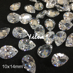 新入荷♪穴有り♪AAAキュービックジルコニア10x14mm雫型♪送料無料♪1個入り