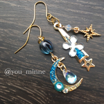宇宙/三日月の雫・星の輝きピアス・イヤリング