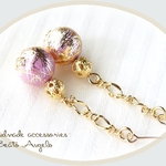 +angelo+唐草ビーズと透かし玉のチェーンピアス(p-016)薄紫 G   