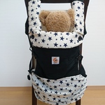 [再販]☆エルゴアダプト☆エルゴ360☆星柄×ストライプ黒☆リバーシブル☆よだれカバー&首回りカバー&収納カバー☆