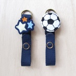 (完成)ランドセルの安全便利具☆紺色に星々＆サッカーの２個セット　ボール　ランドセル　キーホルダー　入学　卒園　星　スター　紺