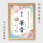 【写真入り】背景7種♡和柄命名書 “2”