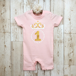 Tiara 1st Birthday Onesie＊祝１歳！ティアラのベビーピンクロンパース＊