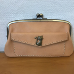 ネコさんホックの、本革ぺたんこ親子がま長財布