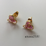 ハートのシェルピアス　ピンク