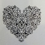 michiko770様オーダー作品　切り絵  メッセージ入りハート
