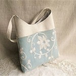 イギリス刺繍リネンワンハンドルバッグ