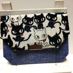  デニム×黒猫☆お財布☆コンパクト☆