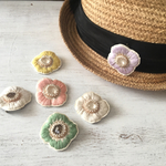 お花刺繍ブローチ  グリーン