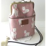 がま口スマホポシェット・アルパカピンク