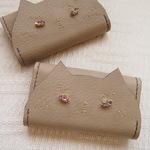 summersale★キーケース　ねこのお顔　jewelryeye ver. グレージュ猫　牛革