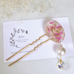 ☆浴衣☆押し花の桃色かんざし