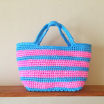 ♡送料込み♡キラキラボーダーカゴバッグ💓pink&sky blue SALE✨