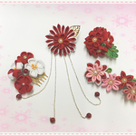 つまみ髪飾り　４点セット　結婚式・七五三・振袖・着物・和装・成人・卒業・お祝い用