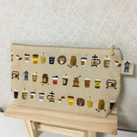 《再販》 オシャレなコーヒー柄のポーチ モカ