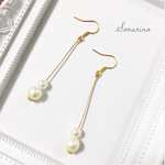 No.S663 ゆれる❁⃘़︎•･2粒 パールの大人ピアス❁⃘़︎•･