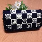 長財布・通帳入  猫ちゃん  市松模様