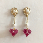 《再販5》pinkかすみ草＊ころんハートピアス・イヤリング
