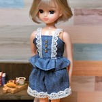 Sale☆リカちゃん＊キャミセットアップ　デニムプリント