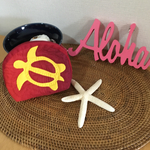 ハワイアンキルトホヌ柄ミニポーチ