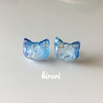 在庫処分セール 850円！→600円 ☆樹脂ピアス☆ 猫の頭の中 ！ クラゲ 星砂 レジン アクセサリー ピアス 