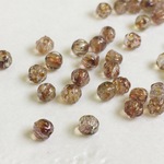 【チェコグラスビーズ】メロンラウンド3mm ラスタートランスペアレントゴールド／シアントパーズ 50個