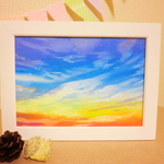 油絵原画『夜明け』　額縁付き