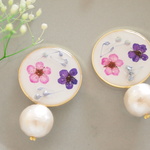 こでまりとコットンパール♡　ピアス/樹脂ノンホールピアス（イヤリング）　