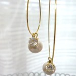 再再々・・・販３ｗａｙジルコニアとコットンパールドロップ大小ピアス
