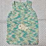 犬服 ニットキャミ S 絣ミント お魚 送料込
