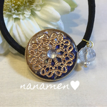 ブルーホワイトゴールドレース☆ヘアゴム