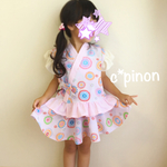 ★SALE★ふりふり 甚平ドレス♡花火×ストライプ♡スカート じんべい 女の子 甚平 和柄 