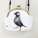 【再販】モノクロ文鳥のがま口ショルダーバッグ*ポシェット*0721