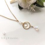 【再販10】オーロラクリスタルチェコとダブルリングのネックレス（ﾛﾝｸﾞﾈｯｸﾚｽ・ﾈｯｸﾚｽ・フォーマル・卒業式・入学式・母の日・白・氷・ビジュー）