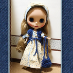  ブライス/22cmサイズドール服  気が早いけど避暑地へ行くpart2(ブルーのお花)