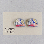 pink×stone刺繍ピアス