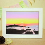 油絵原画『夕陽』　額縁付き