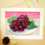 油絵原画『葡萄』　額縁付き