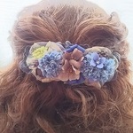 *＊Kazariya*＊blueclassic*＊アンティークブルーのマムを使った渋い大人のロングバレッタ*＊