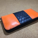 本革  一点物 オレンジ&ブラック レザーウォレット 長財布
