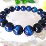 ★仕事運★成功運★幸運の石★高品質ＡＡＡ★ネイビーブルータイガーアイ★　★大珠１２ｍｍ★　★１７ｃｍ★