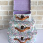 輸入リバティ☆カルトナージュのトランク☆Betsy・Celadon/Ｌサイズ